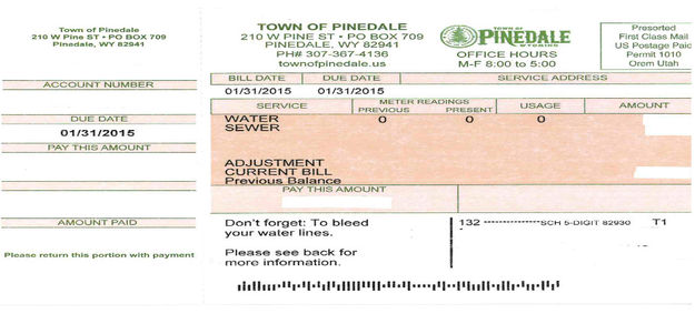 New water-sewer bill format. Photo by Town of Pinedale.