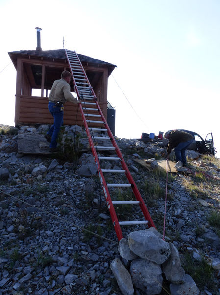 Long ladder. Photo by Dawn Ballou, Pinedale Online.