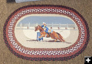 Barrel racer rug. Photo by Dawn Ballou, Pinedale Online.