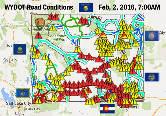 Feb. 2, 2016 road conditions. Photo by Pinedale Online.