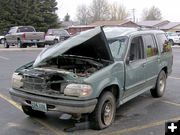 Wrecked car. Photo by Bob Rule, KPIN 101.1FM Radio.