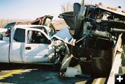 Three vehicle wreck Oct 2007. Photo by Wyoming Highway Patrol.