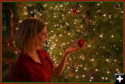 Chrissy at the Old Stones Smokehouse and Pizza Christmas Tree. Photo by Terry Allen.