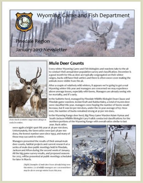 January 2017 Newsletter. Photo by Wyoming Game & Fish.