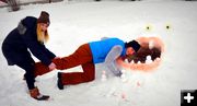 Jaycie, Emily and Snow Monster. Photo by Terry Allen.