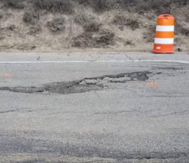 Crack in road. Photo by Scott Winer, Sublette County Sheriff's Office.