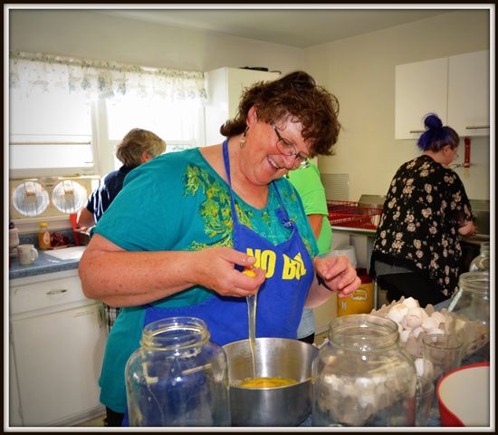 Sue Separates Eggs for Pancake Breakfast. Photo by Terry Allen.