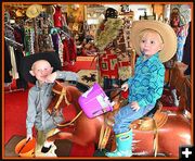 Rooster and Isabel at The Cowboy Shop. Photo by Terry Allen.
