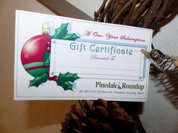 PR Gift Certificate. Photo by Dawn Ballou, Pinedale Online.