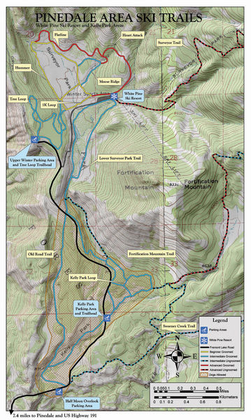 X-C Ski Trail Map. Photo by Nordic Ski Trail map courtesy Sublette County Recreation Board.