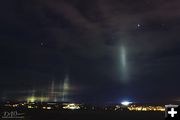 Light Pillars March 16 2018. Photo by Dave Bell.