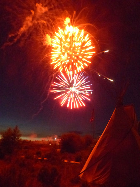 Tipi and fireworks. Photo by Dawn Ballou, Pinedale Online.