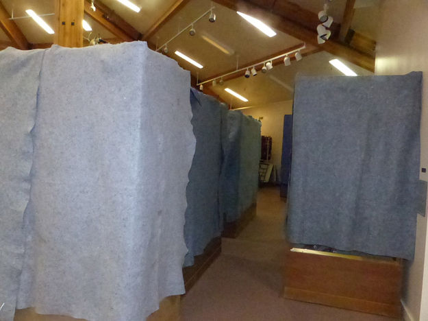 Blankets over display cases. Photo by Dawn Ballou, Pinedale Online.