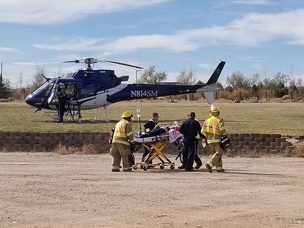 Loading onto Life Flight. Photo by Sublette County Sheriff's Office.
