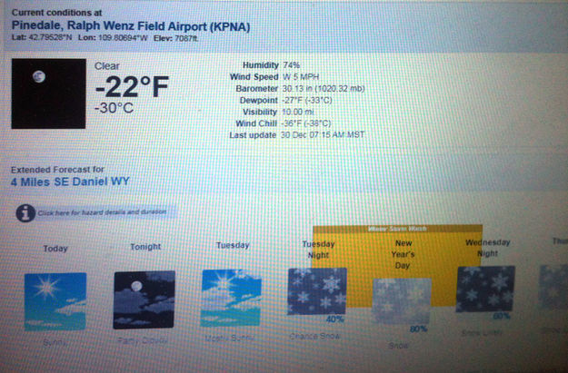-22F in Pinedale. Photo by National Weather Service.