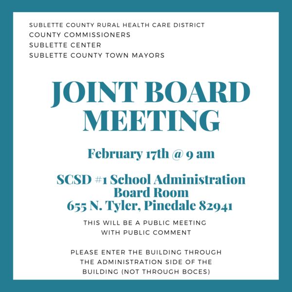 Joint Board Meeting Feb. 17. Photo by Sublette County Rural Health Care District.