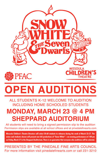 Snow White auditions. Photo by Pinedale Fine Arts Council.