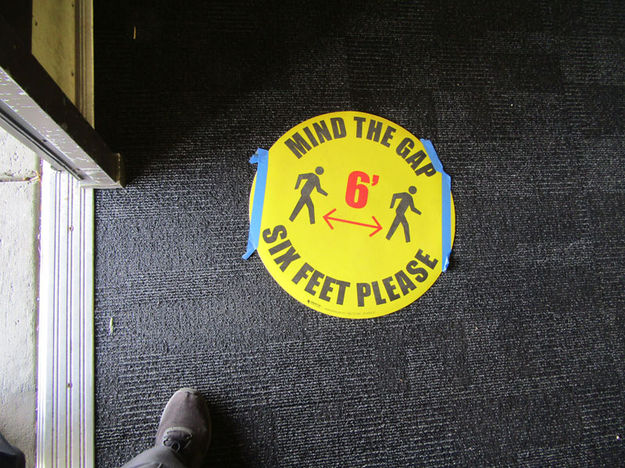 Floor stickers. Photo by Dawn Ballou, Pinedale Online.