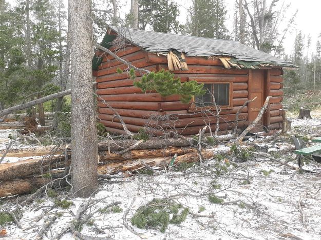 Damaged cabin. Photo by Big Sandy Lodge.