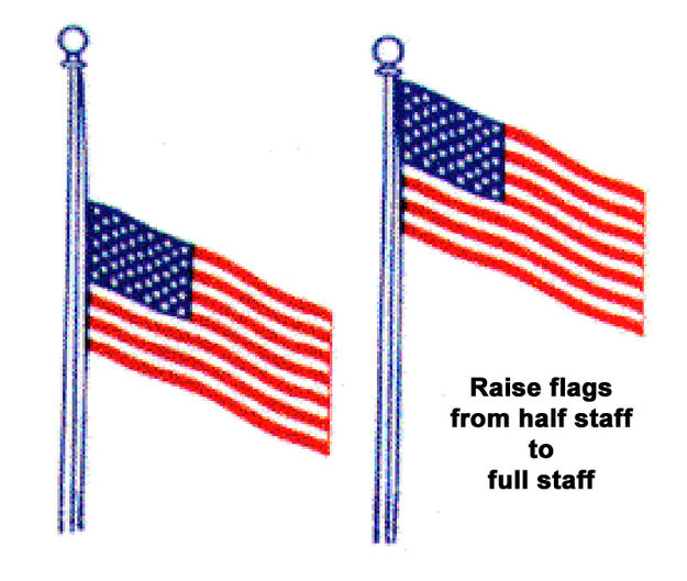Flag full staff notice. Photo by .
