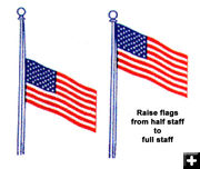 Flag full staff notice. Photo by .