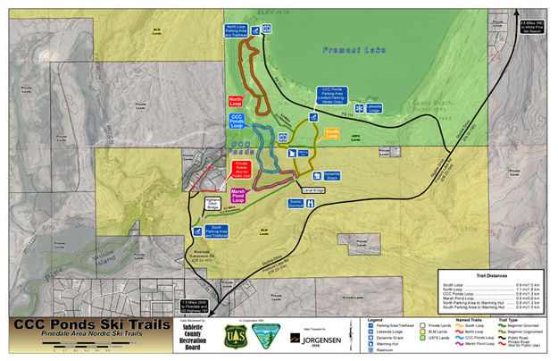 CCC Ponds area Nordic Ski Trail map. Photo by Sublette County Rec Board.