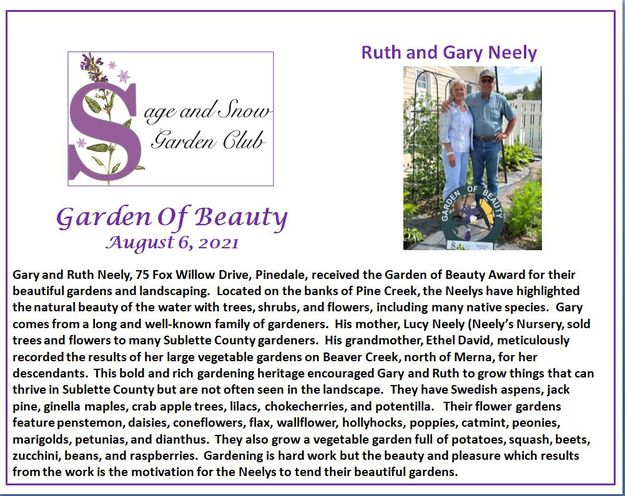 Gary & Ruth Neely. Photo by Sage & Snow Garden Club.