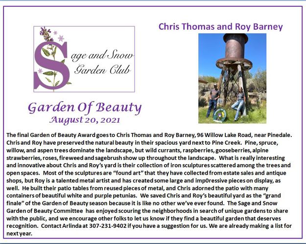 Garden of Beauty  Chris Thomas & Roy Barney. Photo by Sage & Snow Garden Club.