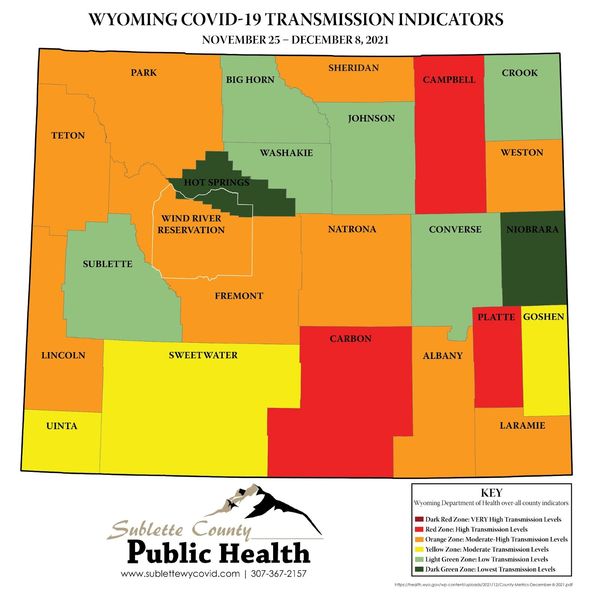 Wyoming COVID-19 transmission. Photo by Wyoming Department of Health.