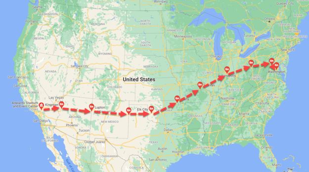 Southern Convoy Route. Photo by The Peoples Freedom Convoy.