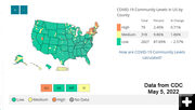 US Covid Map May 5, 2022. Photo by Centers for Disease Control.