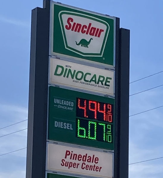 Diesel over $6 per gallon in Pinedale. Photo by Pinedale Online.