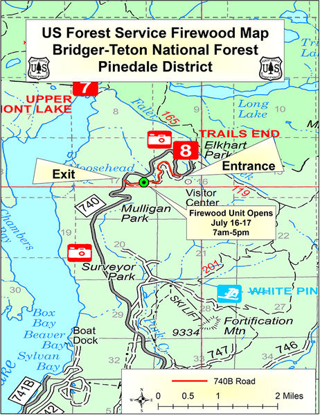 Firewood map. Photo by Bridger-Teton National Forest.