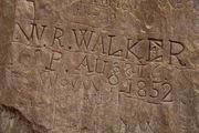 Walker And Fremont Name Carvings (unmarked). Photo by Dave Bell.