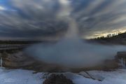 Excelsior Geyser Crater At Night. Photo by Dave Bell.
