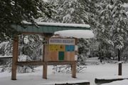 Snowy Kiosk At Long Lake Trailhead. Photo by Dave Bell.