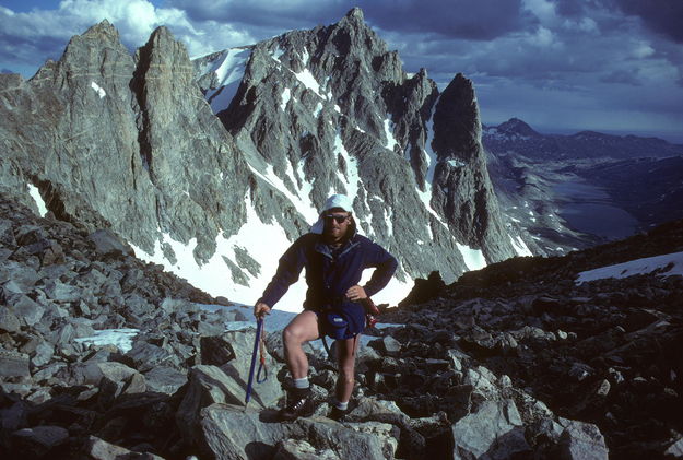 Fred on top of Bonney Pass / Wind River Mtns. / circa 1984. Photo by Fred Pflughoft.